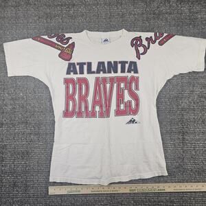 Vintage Atlanta Braves Shirt Mens Large L Apex 1 One 90s USA Baseball MLB AOP